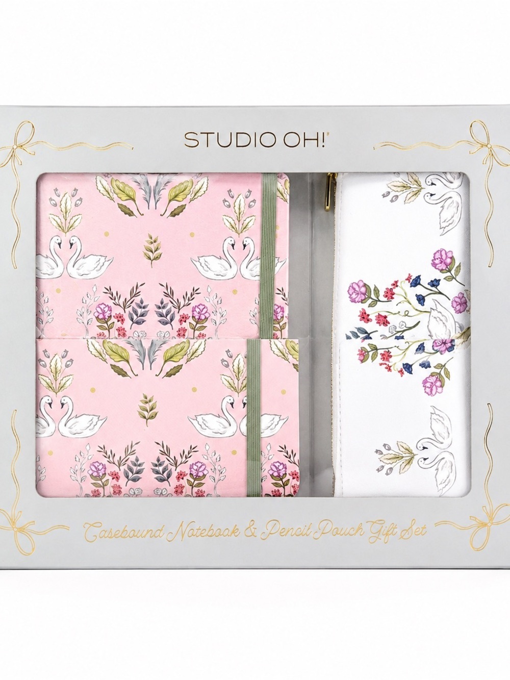 Studio Oh Elysian Swans Notebook & Pencil Pouch Gift Set Floral Journal Gift Set